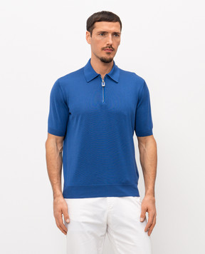 Stefano Ricci Синее поло из шелка K616006Z41F26102