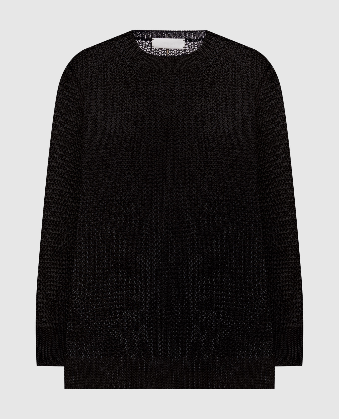 Черный ажурный свитер из льна