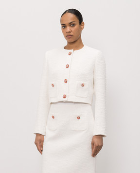 Dolce&Gabbana Білий твідовий жакет з кристалами F27JAZHUMW9