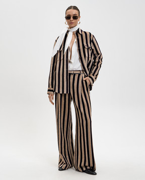 La DoubleJ Бежеві штани з льоном в смужку TRO0135VIS026STR08