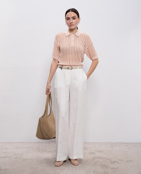 Peserico Рожеве ажурне поло з паєтками A99081F0509110