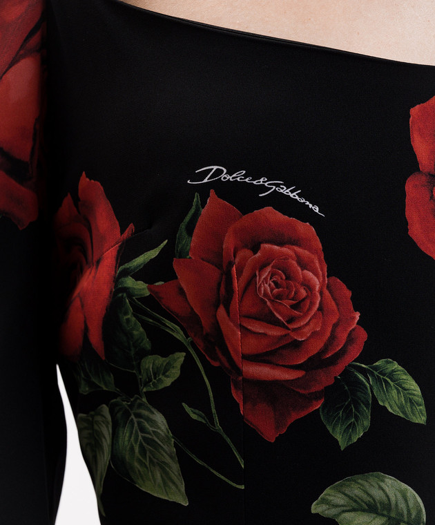 Dolce&Gabbana Чорна сукня міді з шовком F6AWBTFSA9R зображення 5