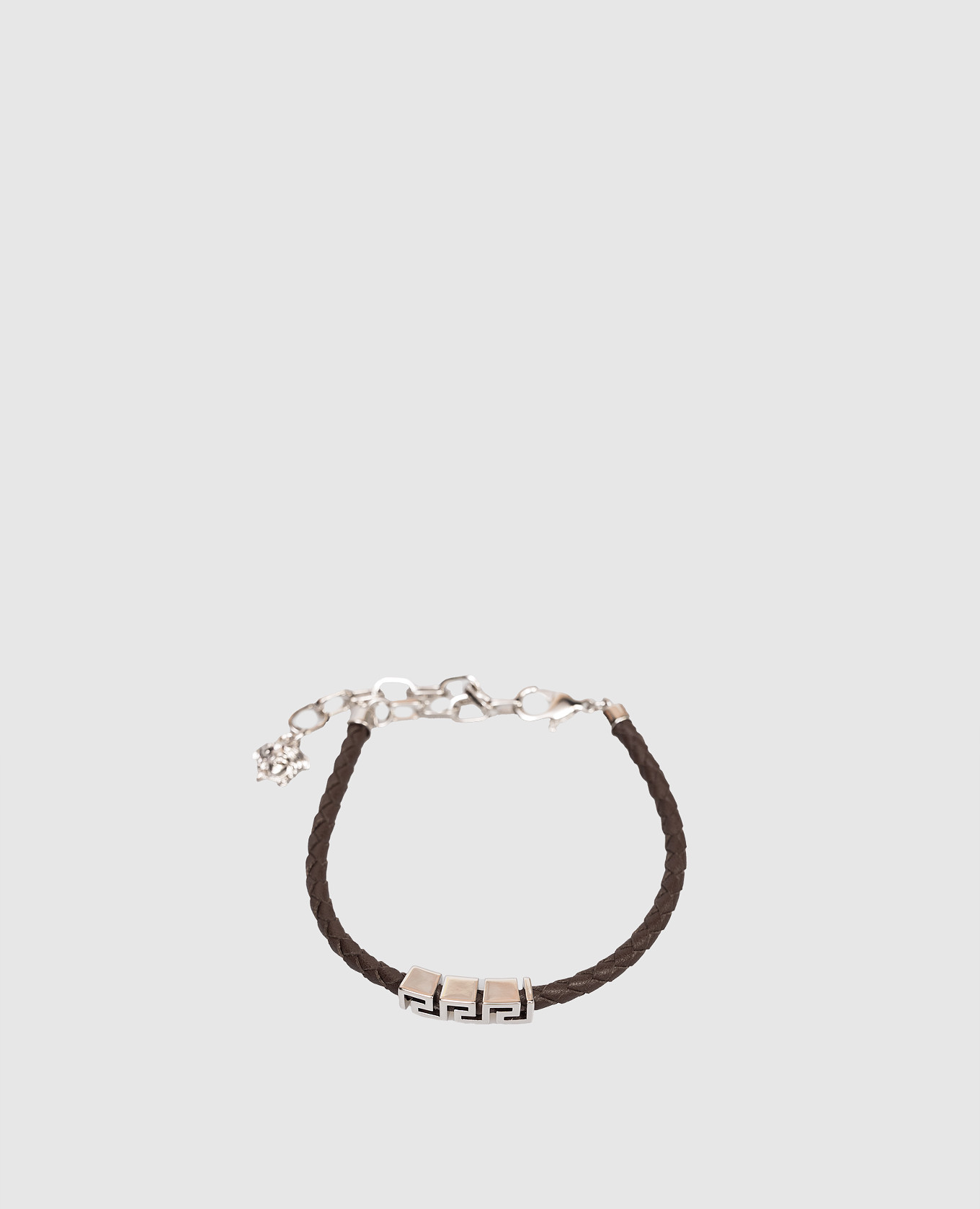 Коричневый кожаный браслет Greca