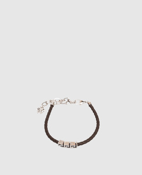 Versace Коричневий шкіряний браслет Greca 10227921A00637