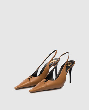 Saint Laurent Коричневі шкіряні слінгбеки BABYLONE BRETEUIL 806685AADF1