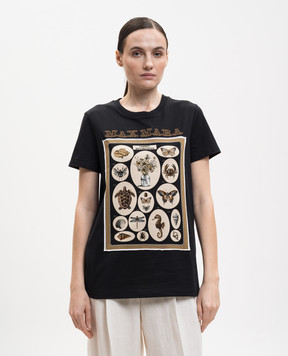 Max Mara Чорна футболка SPADINO з принтом MXMSPADINO