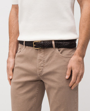 Brunello Cucinelli Коричневый кожаный ремень MAUFB344