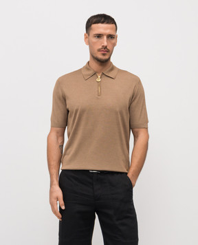 Stefano Ricci Коричневе поло із шовку з емблемою K414000P31F26160