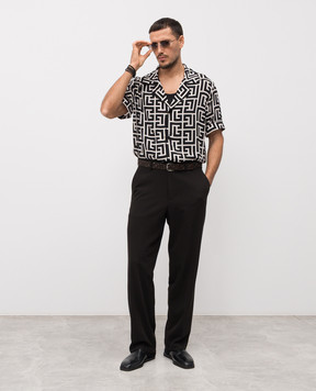 Balmain Чорна сорочка в брендовий принт FH1HN011VD01