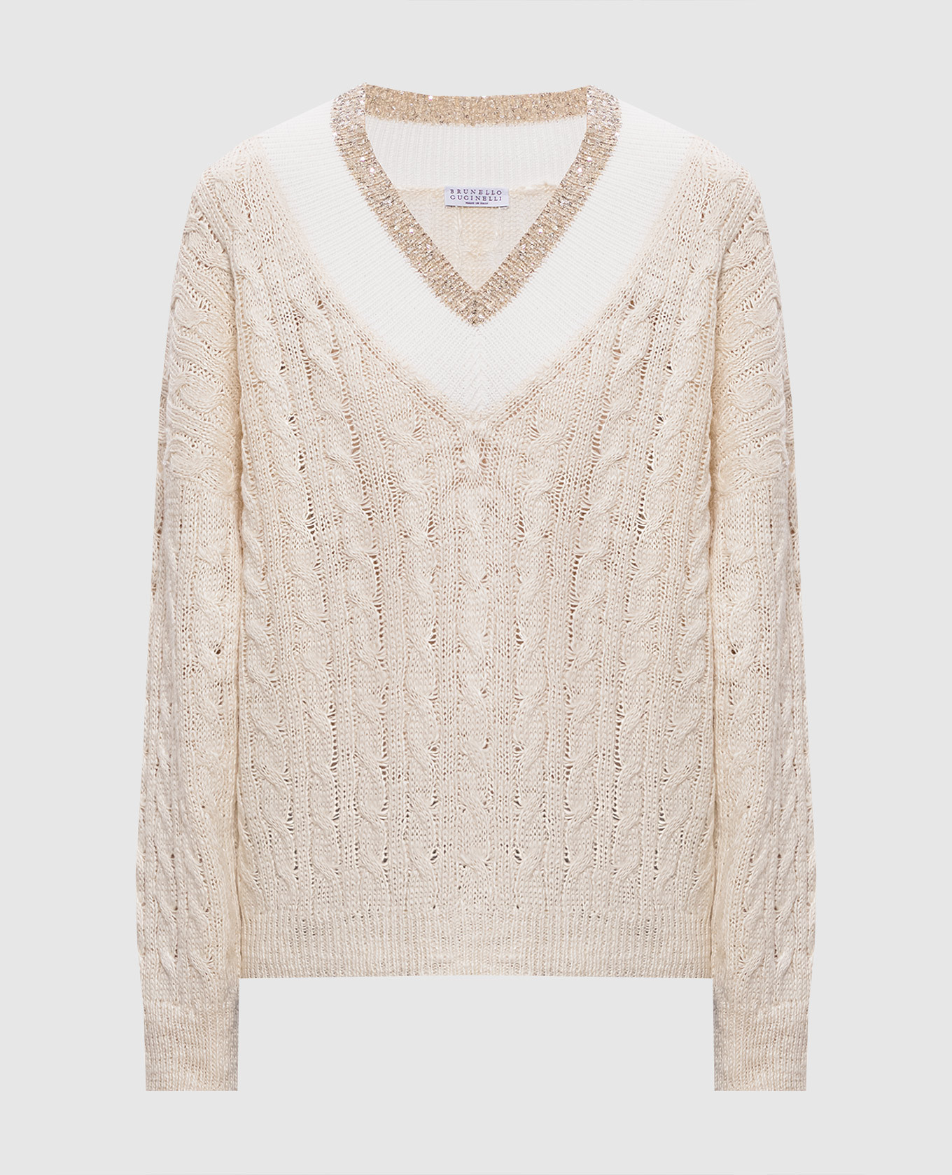 

Бежевый пуловер с коноплями и шелком, Пуловеры