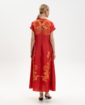 Momoni Червона сукня міді JAVIER із шовку MODR007MO02