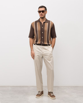 ISAIA Бежевые брюки с вышивкой эмблемы PNN046P9100