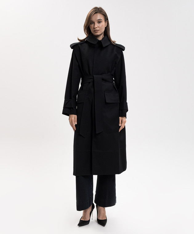 Victoria Beckham Чорний тренч Philippa 1426WCT005793E зображення 3