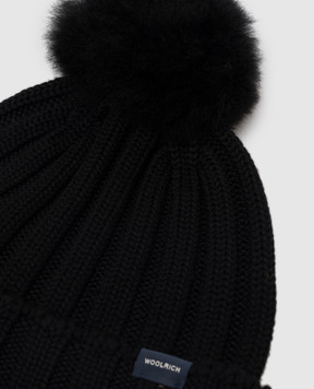 Woolrich Черная шапка из шерсти с помпоном CFWWAC0163FBUF0428