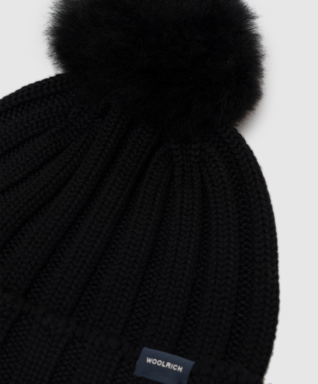 Woolrich Чорна шапка з вовни з помпоном CFWWAC0163FBUF0428 зображення 3