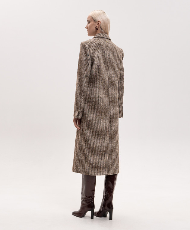 Dondup Бежевое двубортное пальто с шерстью в узор DJ791FF0429DXXX изображение 4