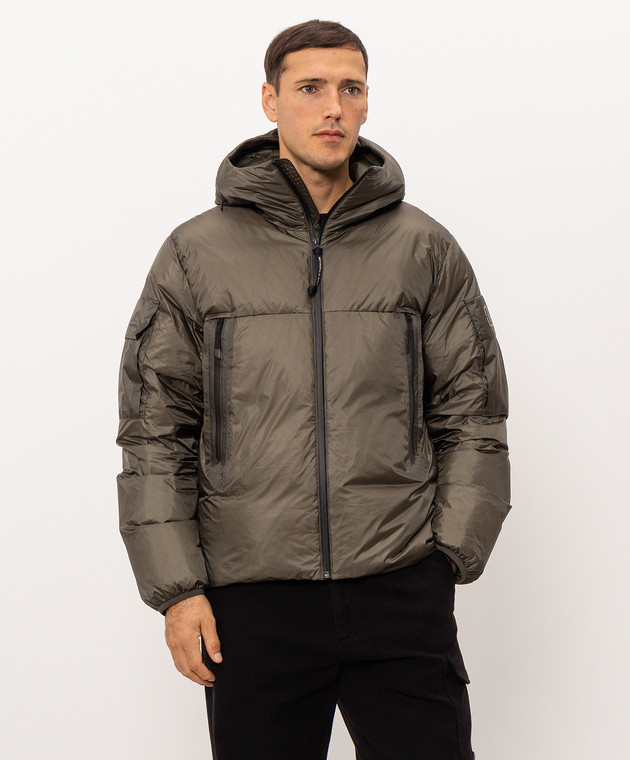 C.P. Company Metropolis Зеленый пуховик с принтом логотипа LOW038A110467V изображение 3