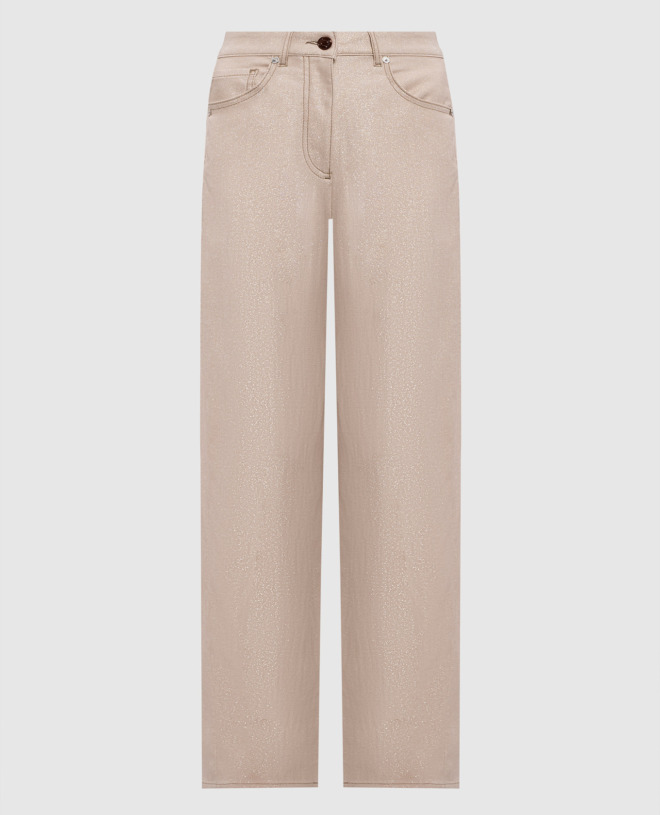 Бежевые брюки с люрексом
