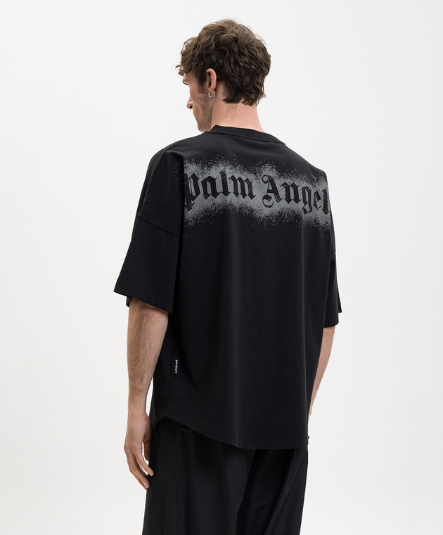 Palm Angels Черная футболка с принтом Spray Bear PMAA10BS26JER002 изображение 4
