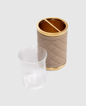 Giobagnara Коричневий шкіряний тримач для зубних щіток Alghero Diamonds BSTBPTGOLDRV105