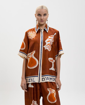 Alemais Коричневая блуза Soleil D'Amour из шелка 6081T