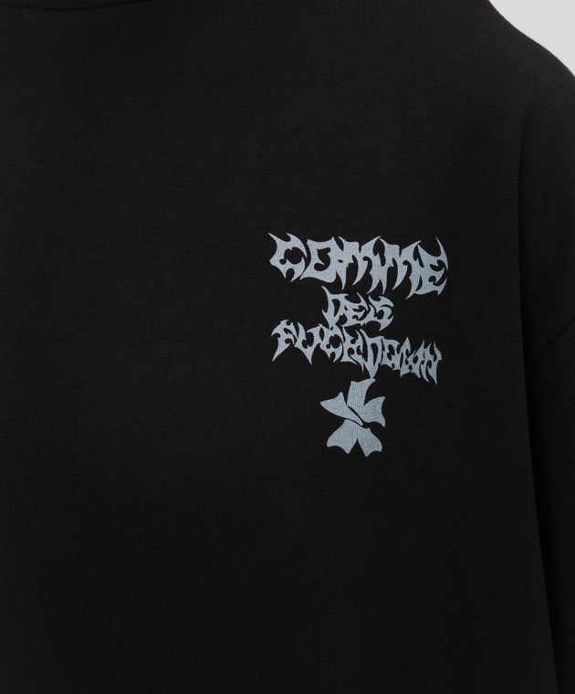 Comme des Fuckdown Черная футболка с брендовым принтом FMS6CFABM01952 изображение 5