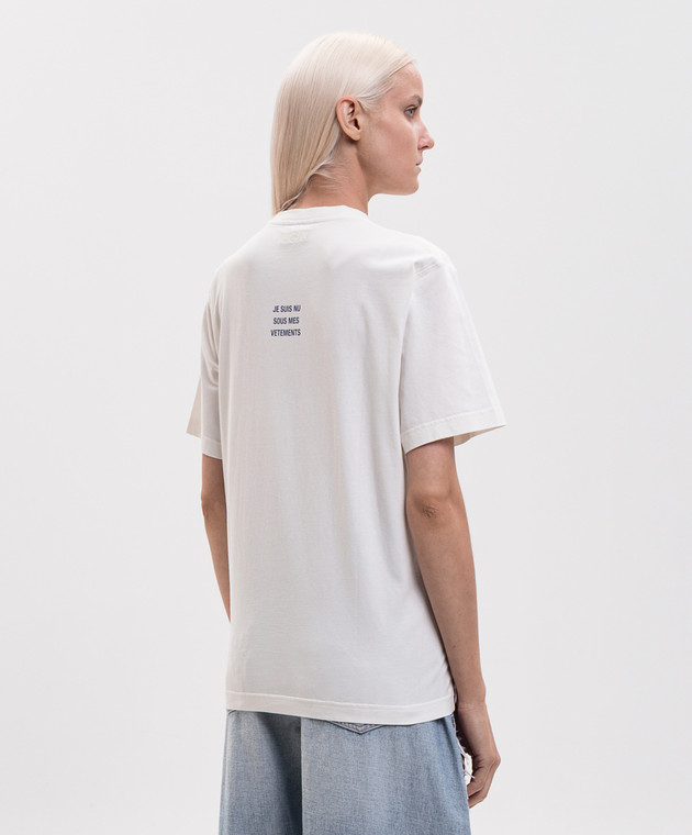 Vetements Футболка кольору айворі з принтом MH27TR173Ww зображення 4