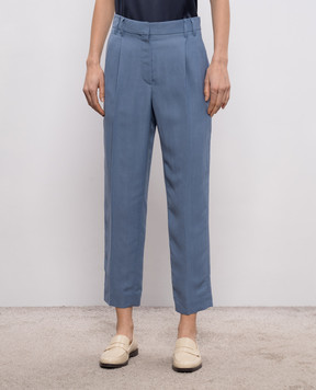 Brunello Cucinelli Сині штани з льоном з ланцюжком моніль MH126P8292