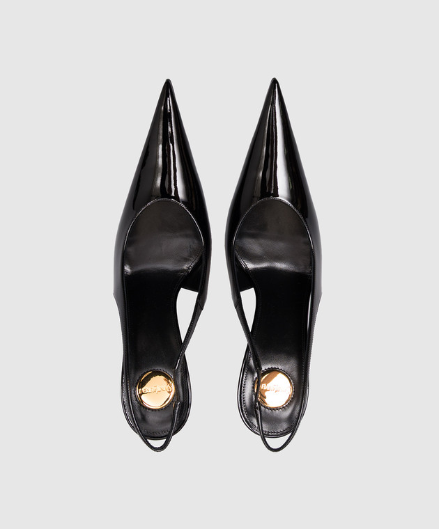 Saint Laurent Чорні шкіряні лаковані слінгбеки GUERMANTES 8705051TVAN зображення 4