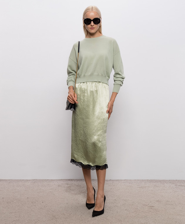 Twinset Зеленая юбка с эффектом жатки 262TP2111 изображение 2