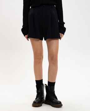 Y`S Yamamoto Чорні шорти з вовни у візерунок YLP01107