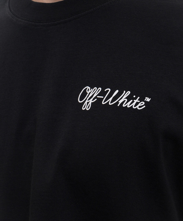 Off-White Чорна футболка з контрастним принтом логотипа 44MAA120C9J00D1 зображення 5