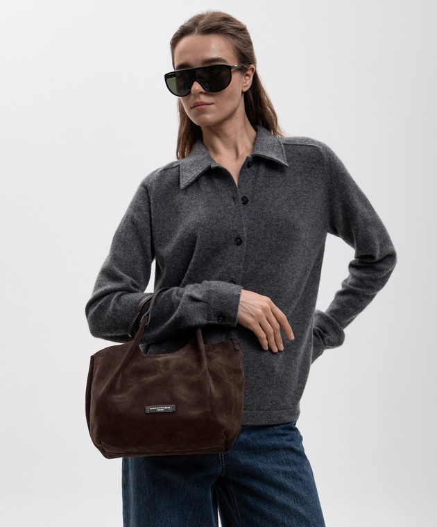 Gianni Chiarini Коричневая замшевая сумка Dua с патчем логотипа BS9799CMPL изображение 2