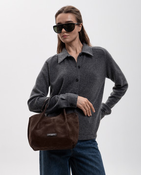 Gianni Chiarini Коричнева замшева сумка-тоут Dua з патчем логотипа BS9799CMPL