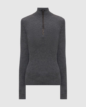Brunello Cucinelli Серый джемпер из шерсти и кашемира в рубчик M14817604