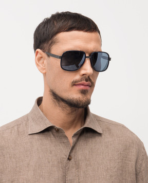 Stefano Ricci Синие солнцезащитные очки Shield SG33UMEACET