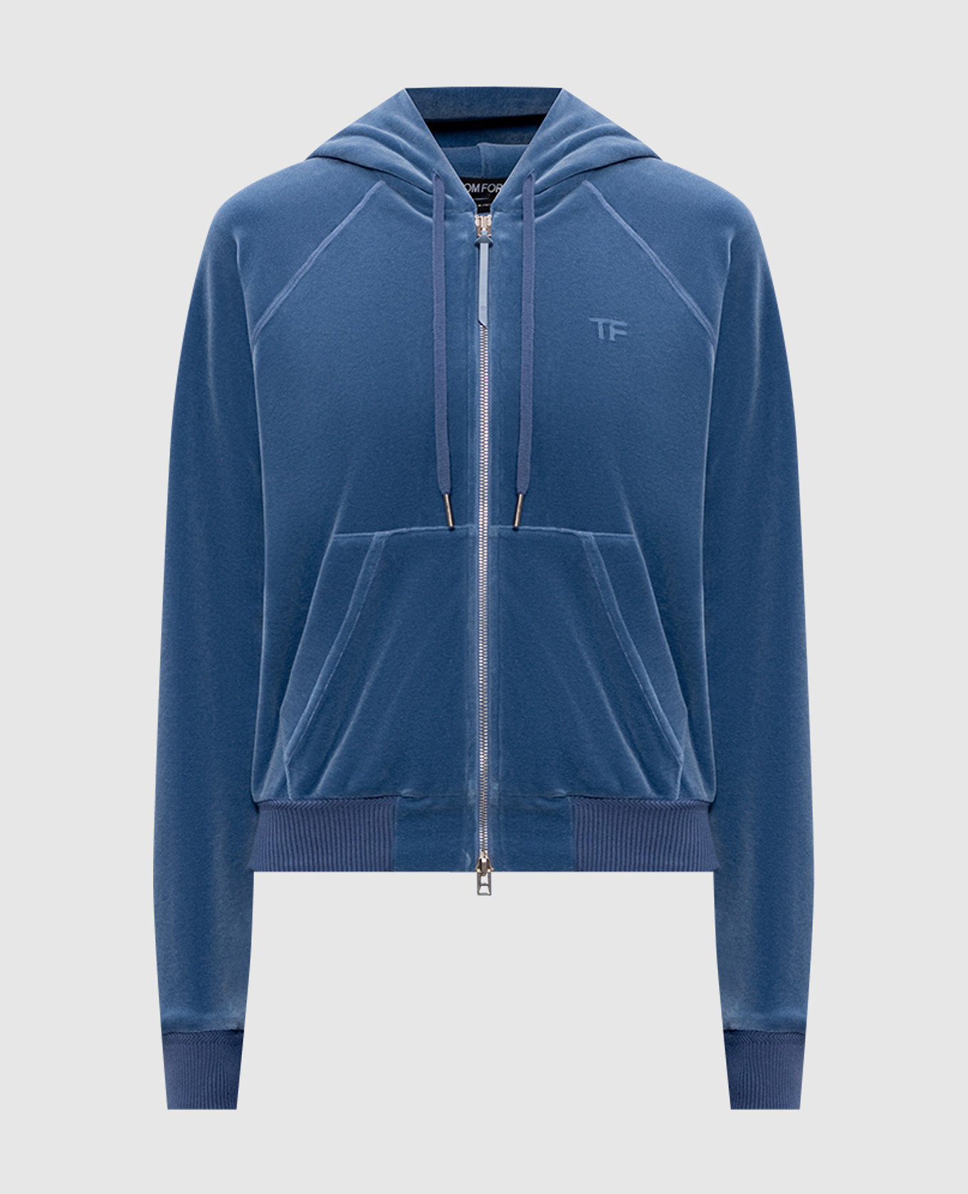 Синя оксамитова спортивна куртка з монограмою