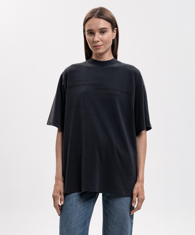 Alexander Wang Черная футболка с принтом логотипа UCC3261926w изображение 3