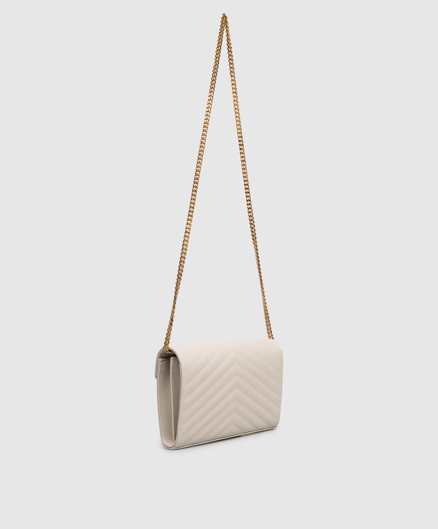 Saint Laurent Шкіряний клатч кольору айворі з емблемою Cassandre 377828BOW01 зображення 3