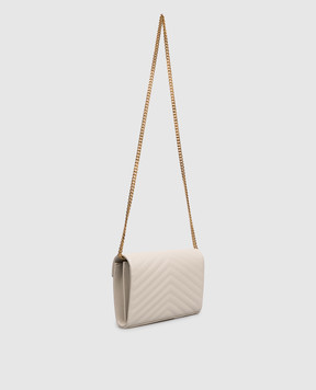 Saint Laurent Шкіряний клатч кольору айворі з емблемою Cassandre 377828BOW01