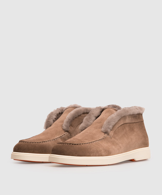 Santoni Коричневі замшеві дезерти на хутрі WUYA58457TISAUOF зображення 2