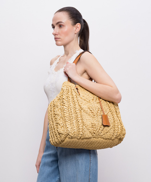 Ermanno Scervino Бежева сумка-тоут з рафії D483S311FMRDM зображення 2
