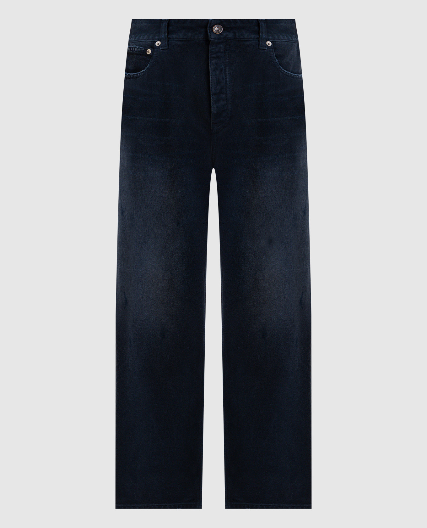 

Синие джинсы с эффектом потертости, Синий, Широкие джинсы