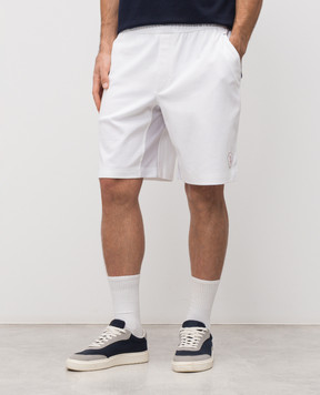 Brunello Cucinelli Белые шорты с принтом эмблемы ML8243390T