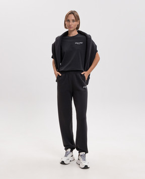 Sporty & Rich Чорна футболка прямого крою з принтом логотипа NY TO11971329BA02