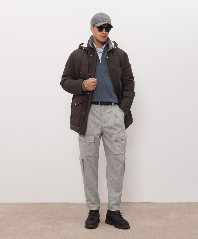 Brunello Cucinelli Серые брюки-карго из шерсти M038PF3010 изображение 2