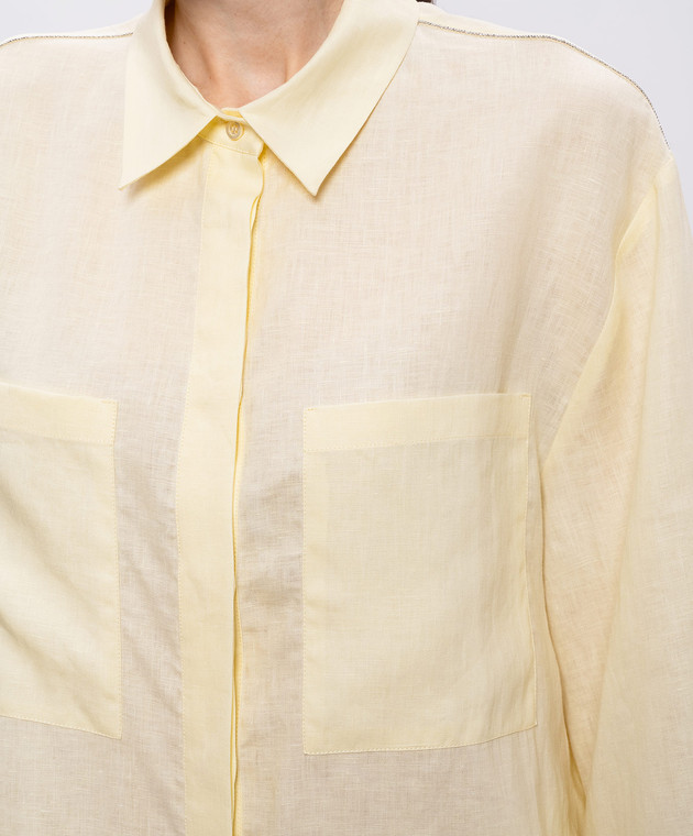 Peserico Желтая рубашка из льна S0600202647 изображение 5