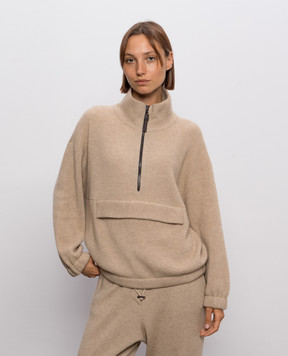 Brunello Cucinelli Бежевый свитер из кашемира на молнии M12250004P