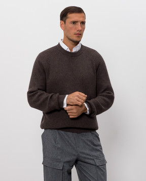 Brunello Cucinelli Светр коричневого кольору з кашеміру M2274100