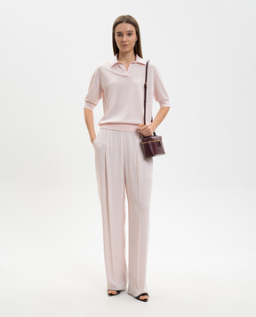 Agnona Рожевий топ з вовни з коміром-поло K3110660B180P